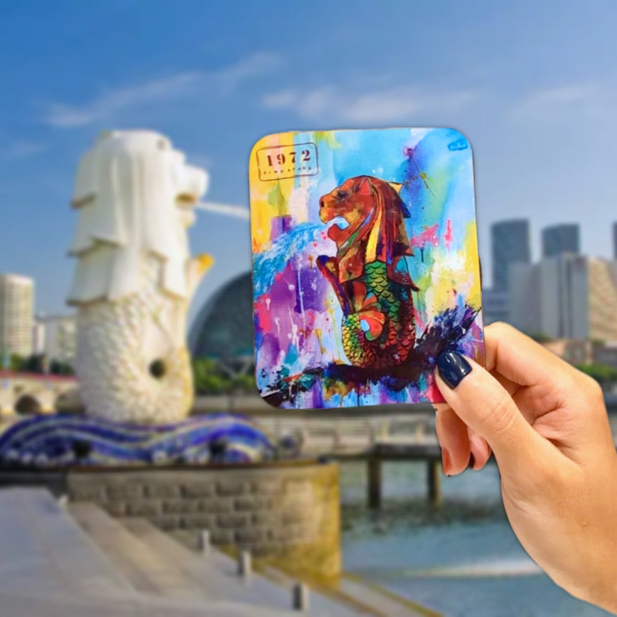 Singapore magnet, Singapore artwork magnet, Kelly ser magnet, Merlion magnet