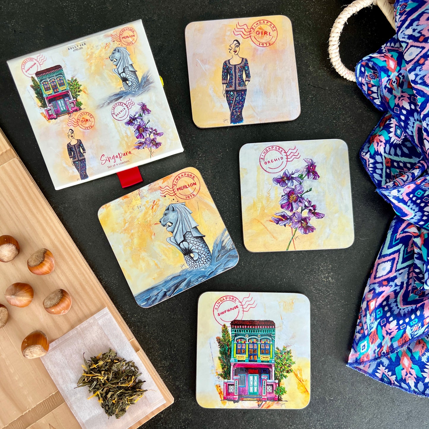 Singapore Coasters, Coasters from Singapore, Singapura Coasters, Merlion Coaster,