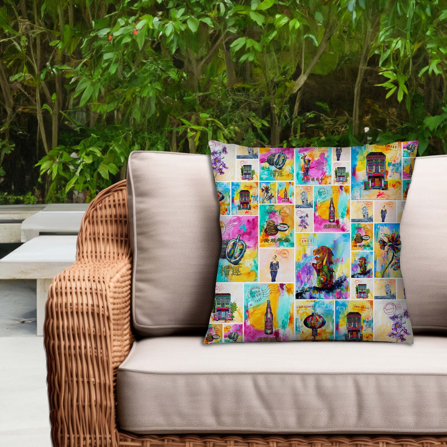 Singapore Collage: Cushion Cover