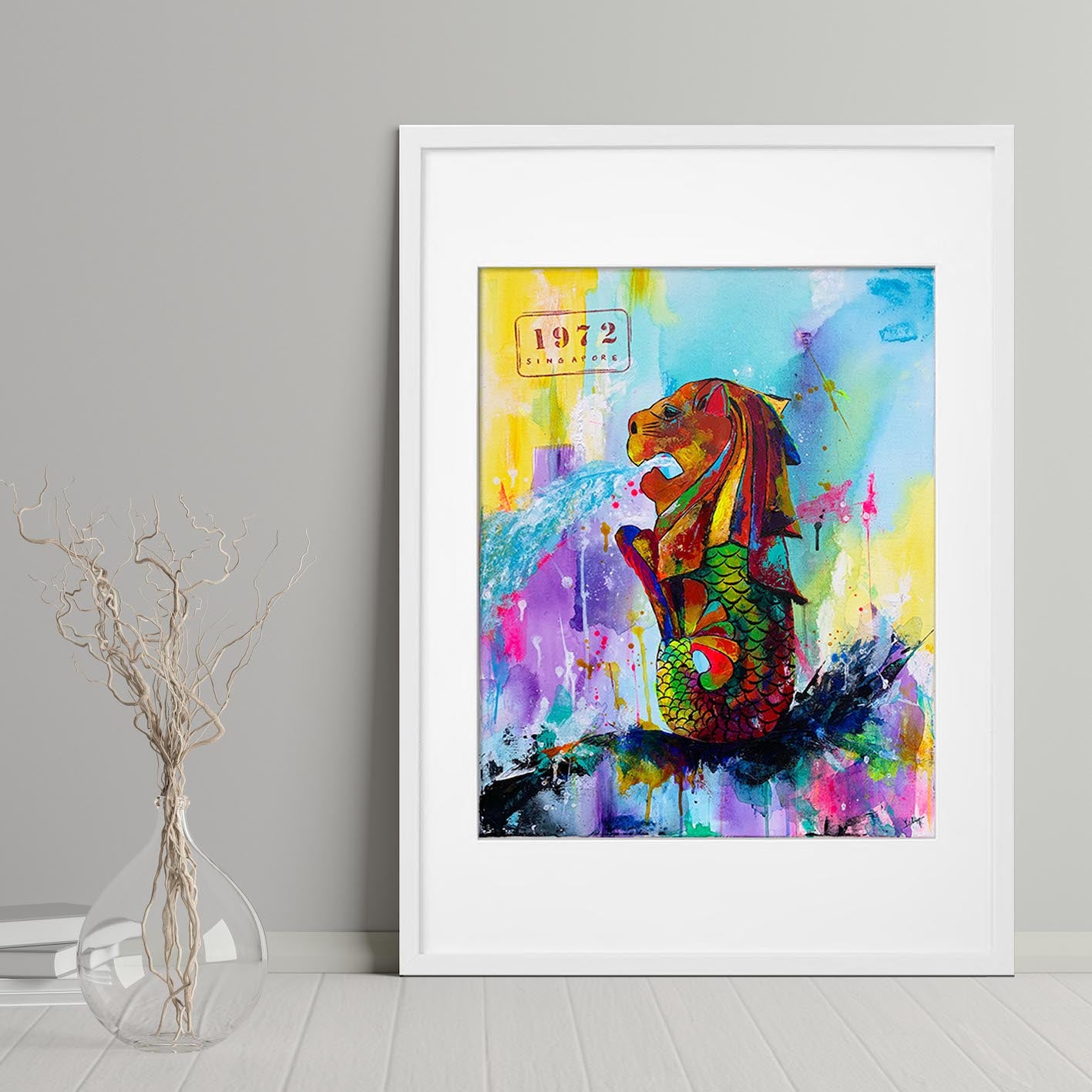 Merlion Printed Art, Merlion Art Print, Merlion Framed Print, Singapore Art Print, Singapore Art, Singapore Landmarks, Singapore Culture, Art Of Singapore, Explore Singapore