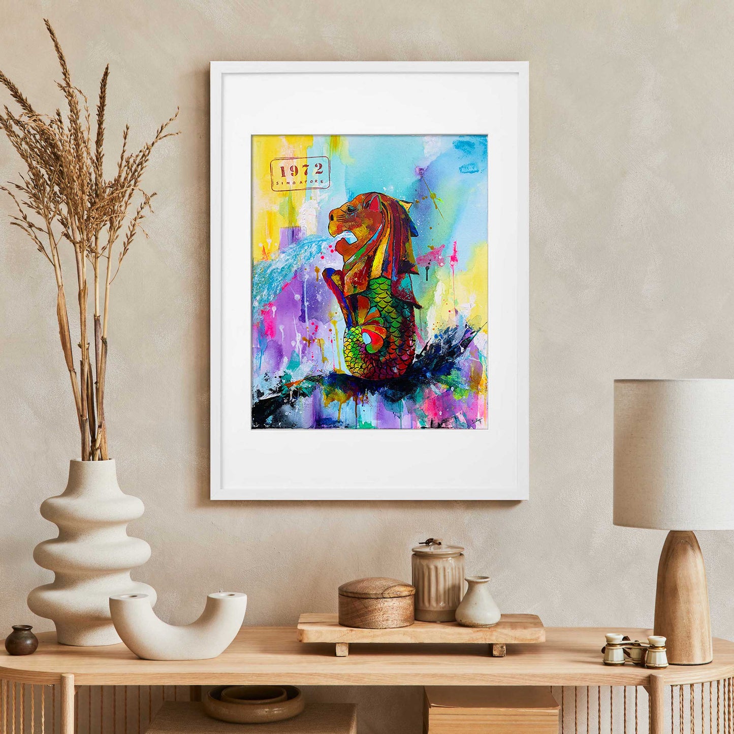 Not Just a Little Red Dot: Merlion (Framed print)