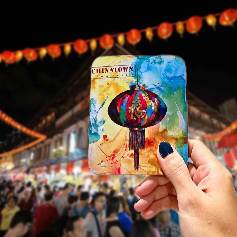 Singaporemagner Singaporeartworkmagnet Kellysermagnet Chinatownmagnet
