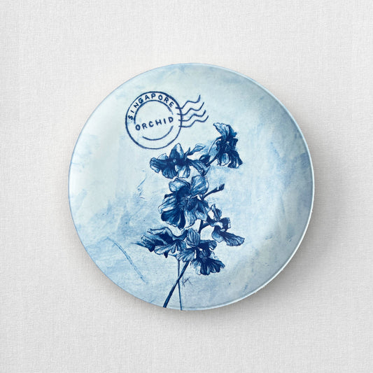 Blue Bamboo Plate: Orchid