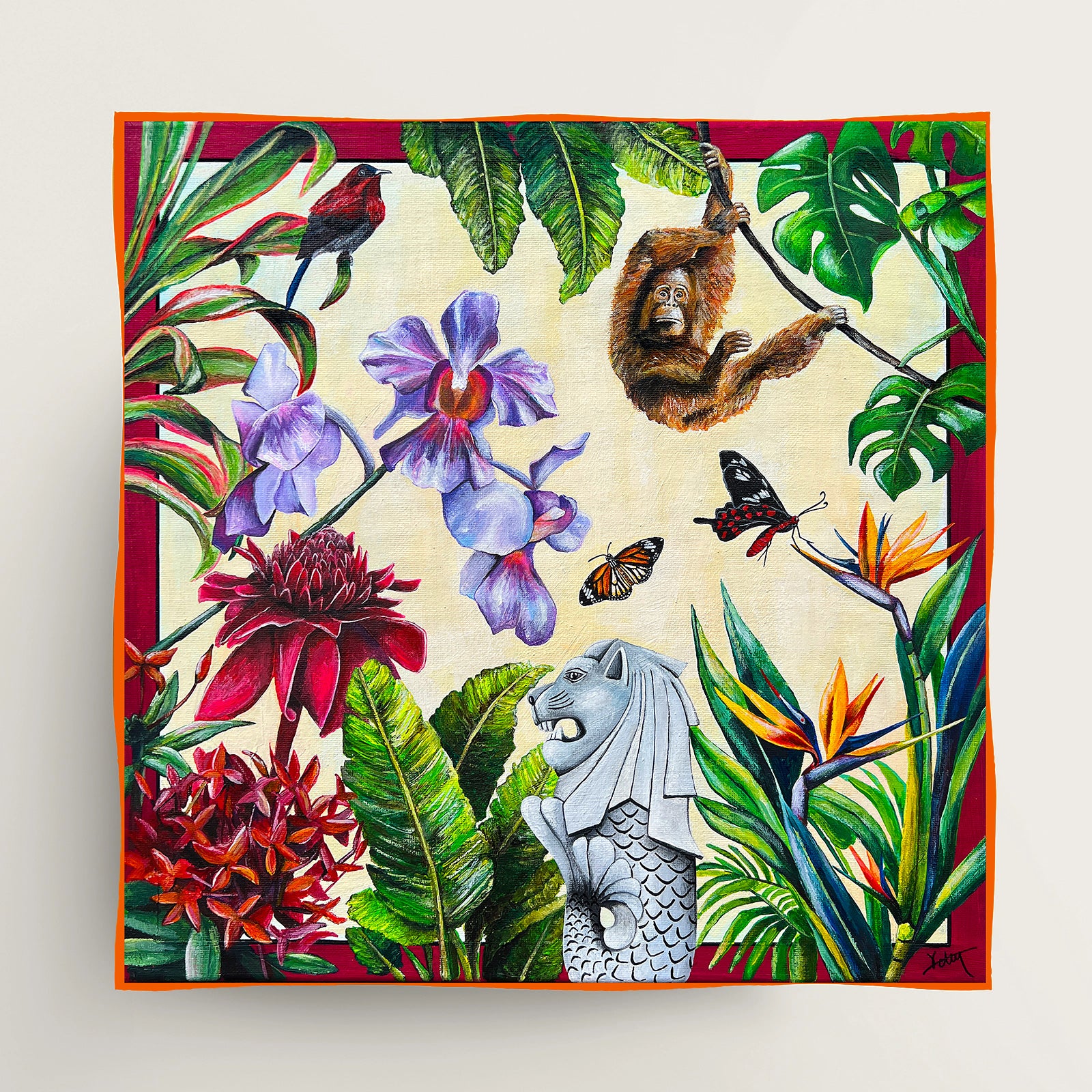 Singapore souvenir,
Singapore symbol,
Singapore tourism,
Singapore travel gift,
Tourist gift,
Kelly ser Art,
Real art from singapore,
Singapore art,
Singapore memories,
Memories from singapore,
Gift from singapore, Merlion art, silk scarf, Singapore scarf, premium silk scarf, scarf from singapore, luxury gift from singapore, silk scarves, binary style, kelly ser, luxury souvenir