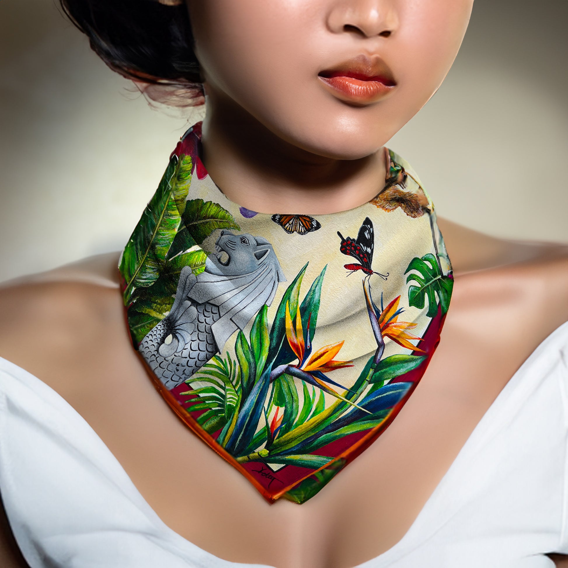 Singapore souvenir,
Singapore symbol,
Singapore tourism,
Singapore travel gift,
Tourist gift,
Kelly ser Art,
Real art from singapore,
Singapore art,
Singapore memories,
Memories from singapore,
Gift from singapore, Merlion art, silk scarf, Singapore scarf, premium silk scarf, scarf from singapore, luxury gift from singapore, silk scarves, binary style, kelly ser atelier