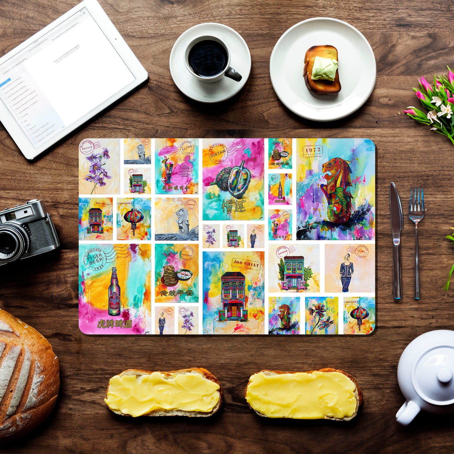 Singapore Collage Placemat Bundle: 8 Pieces
