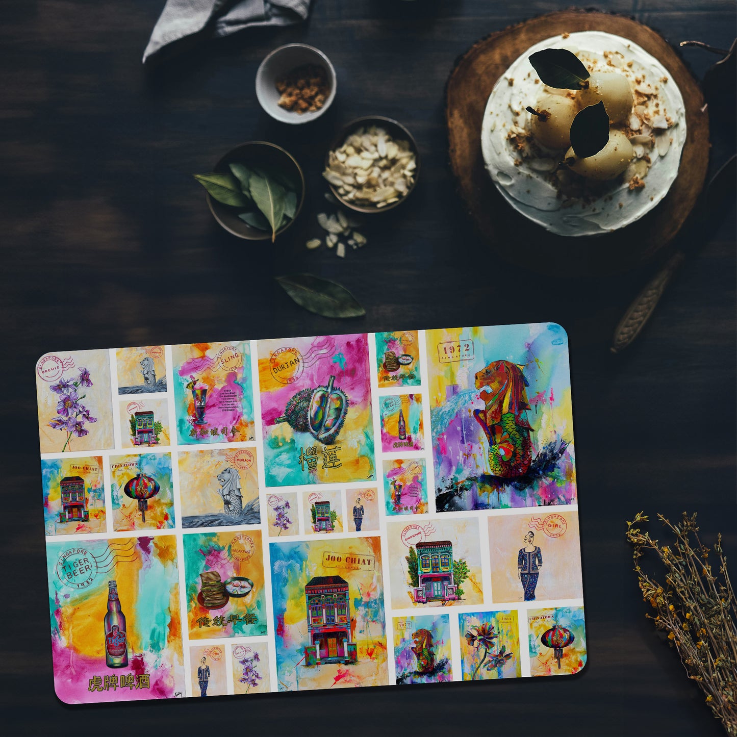 Singapore Collage Placemat Bundle: 8 Pieces