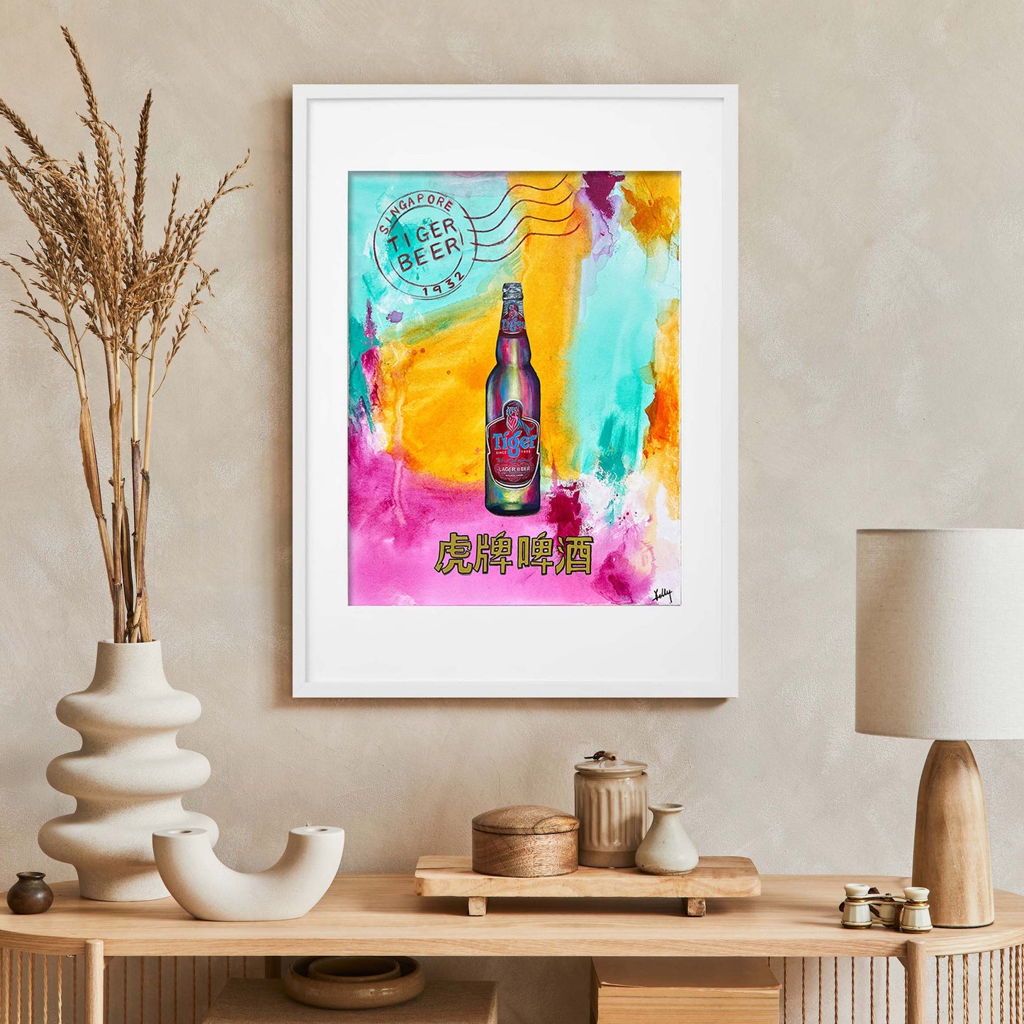 Not Just a Little Red Dot: Tiger Beer (Framed print)