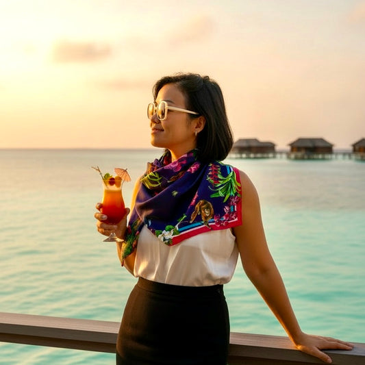 Luxury scarf gift from Singapore with artistic design by Kelly Ser