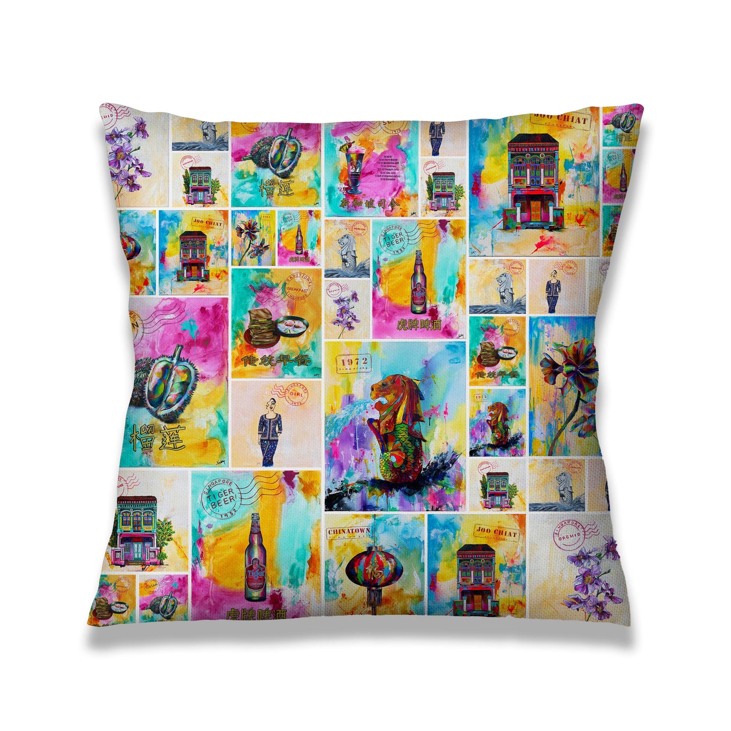 Singapore Collage: Cushion Cover