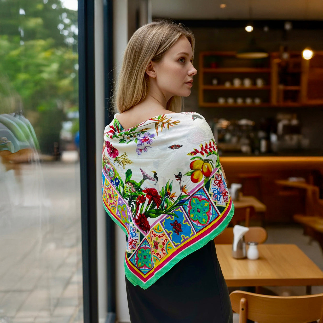 Singapore Silk Scarf | Peranakan Heritage & Nature Art | Luxury