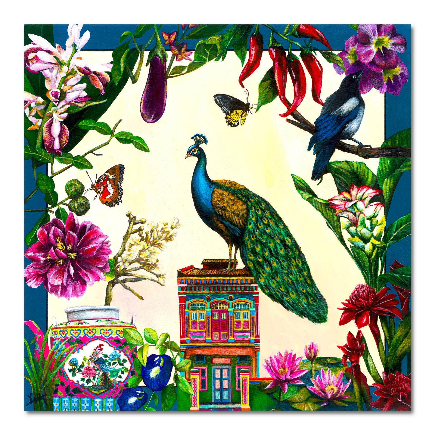 Canvas Print: City in Nature - Peranakan Treasures