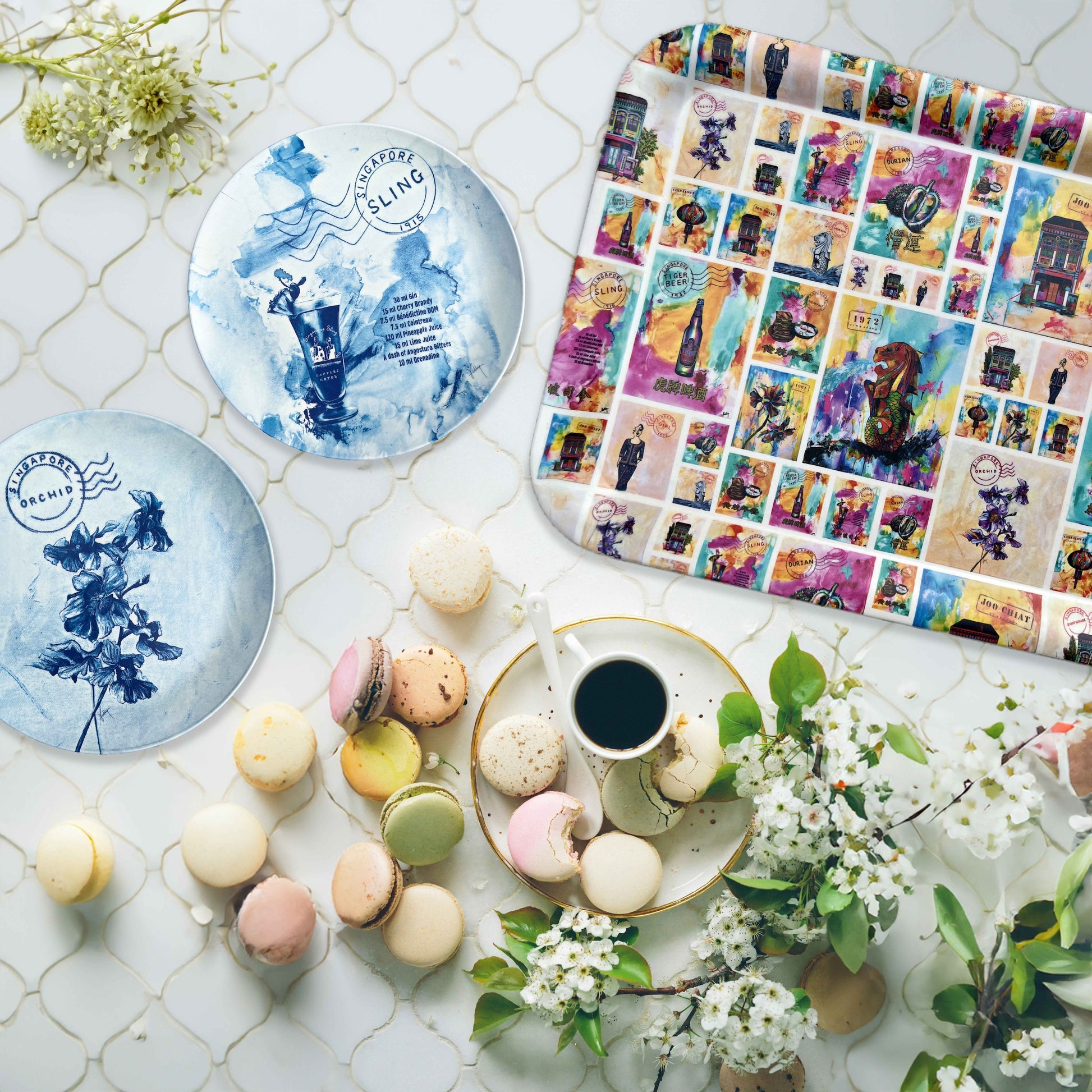 Singapore art, Singapore memories, Corporate Gift Singapore, Gift from Singapore, Kelly Bamboo Tray, Singapore Story, Kelly Ser Atelier, Bamboo Plates, Sustainable Gift, Singapore Tray