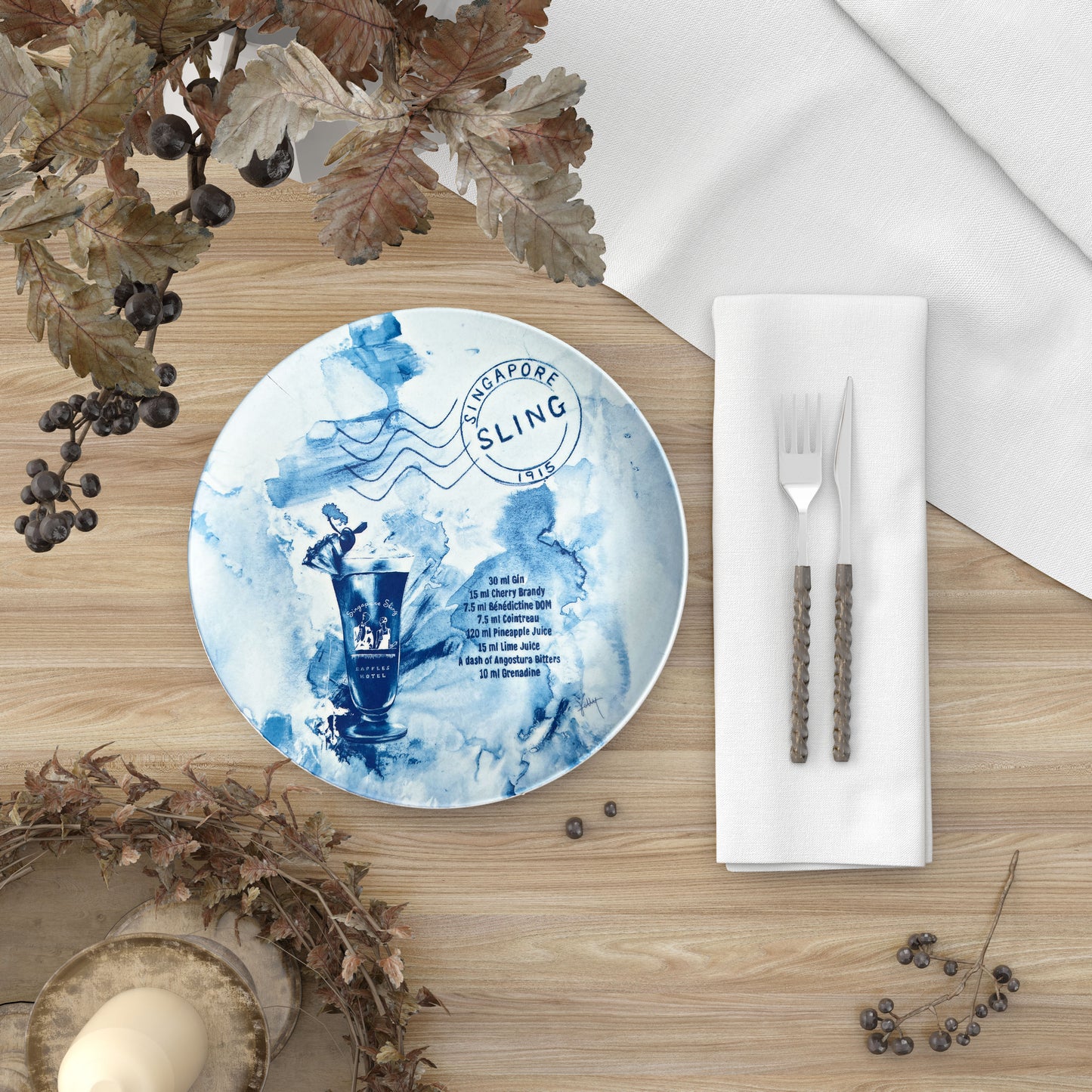 Blue Bamboo Plate: Singapore Sling