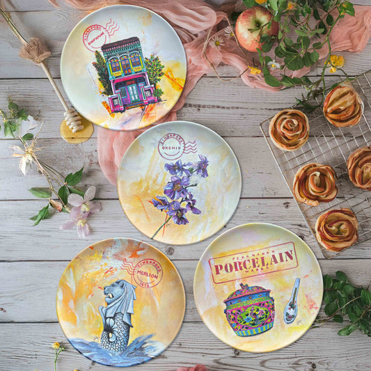 Singapura bamboo plates on dining table, Singapore heritage dinnerware, featured in Straits Times and CNA