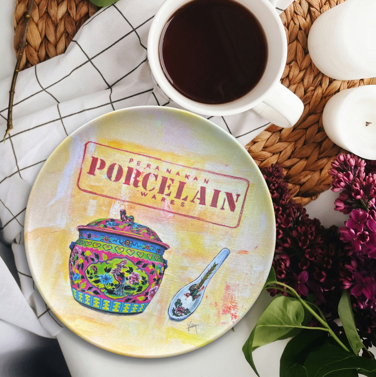 Singapura Bamboo Plate: Peranakan Porcelain