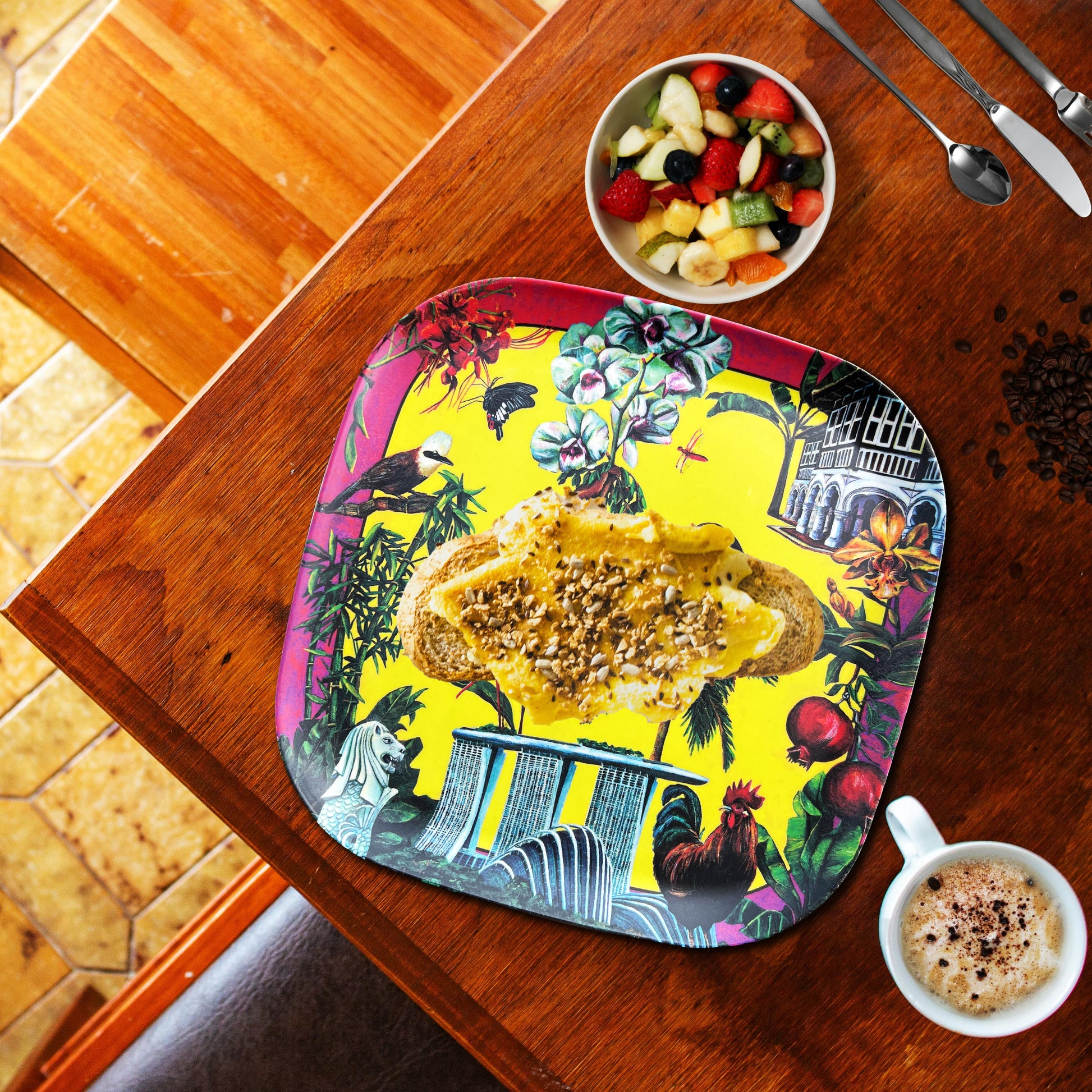 Bamboo Plate
Urban Sanctuary
Singapore Gift 
Nature Inspired Plate 
Eco Tableware
Sustainable Design SG
Kelly Ser Plate
Marina Bay Sands souvenir
Singapore nature plate
Singapore Expat gifts
Singapore City in Nature
Merlion souvenir
Black and white bungalow art

